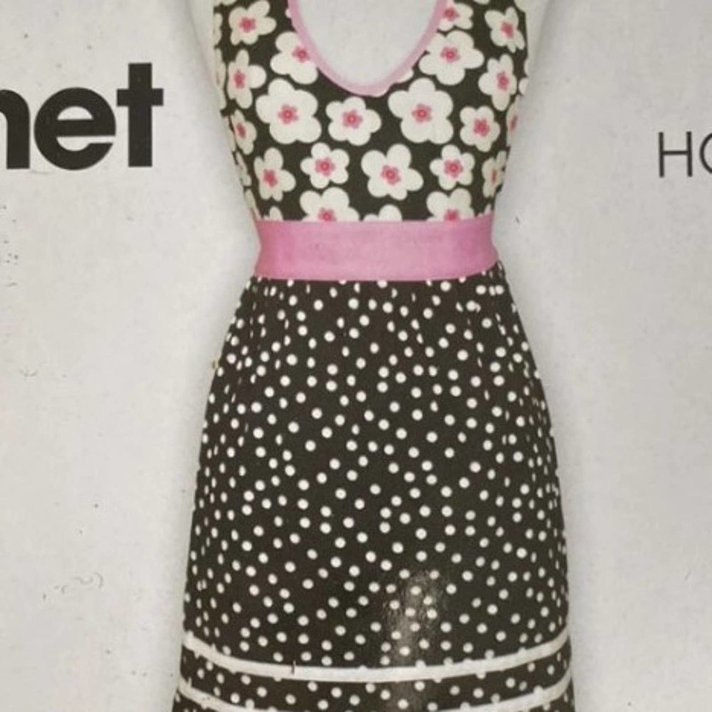 New GOURMET CLUB HOSTESS APRON Japanese cherry blossom flower floral polkadot